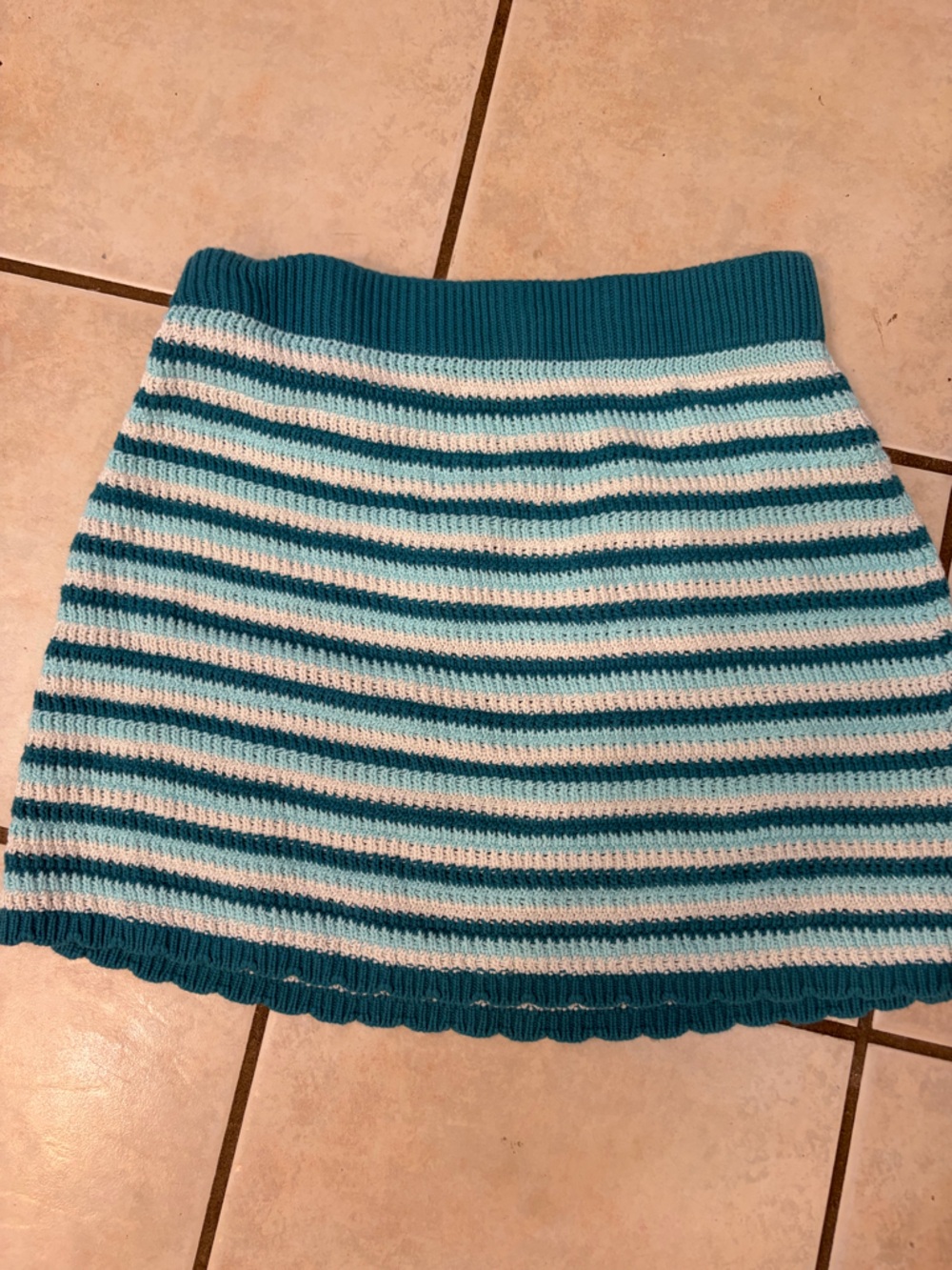 wild fable Teal and White Striped Knit Skirt